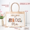 Schulkind Tasche 2024, Waldtiere Bär, Eule Fuchs Igel, Geschenk Einschulung, Schultüte, personalisierte Jutetasche, Einschulungsgeschenk