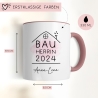 Set Bauherr Bauherrin Tasse 2024 Name, Richtfest Geschenk, Becher Geschenke zum Richtfest, Geschenkideen zum Hausbau Einweihung Hausbauer