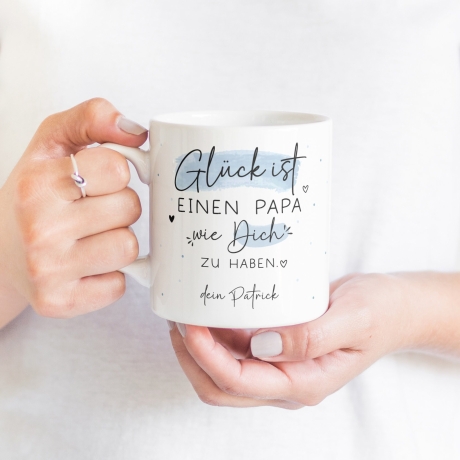 Personalisierte Tasse zum Vatertag mit Spruch Glück ist einen Papa wie dich zu haben Geburtstag, Geschenk, Ostern, oder Weihnachtsgeschenk