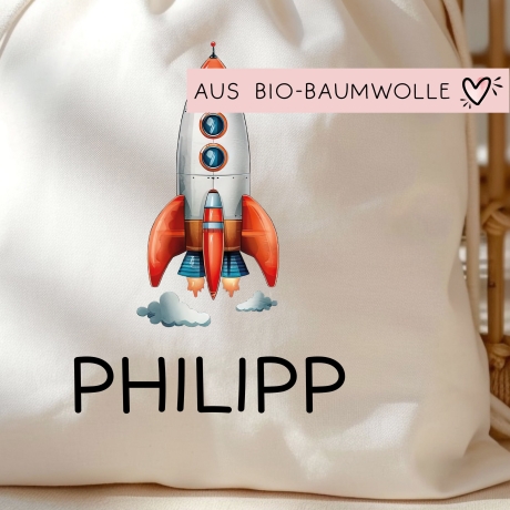 Rucksack Rakete Stoffbeutel Turnbeutel Sportbeutel Gymsack Kindergartentasche Schule Kindergarten Weltraum - Weihnachten oder Geburtstag