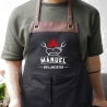 Grillmeister Grillschürze personalisiert für Männer mit Namen Kunstleder Applikation zum Geburtstag, Weihnachten Baumwollschürze, Geschenk