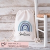 Rucksack Regenbogen Personalisiert aus Bio-Baumwolle | Mit Ihrem Wunschnamen |Perfekt als Turnbeutel für Schule und Kindergarten Einschulung