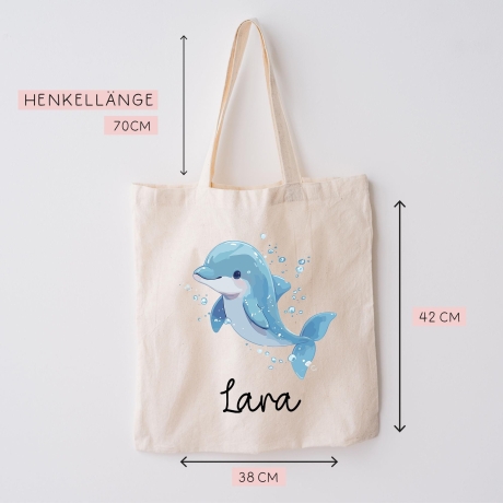 Turnbeutel Wäschebeutel Delfin Delphin - Personalisiert - Wunschnamen - Schule - mit Name - Rucksack - Wechselkleidung - Weihnachten