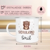 Schulanfang Schulkind 2024 Emaille-Tasse, personalisierte Kindertasse mit Namen, Einschulungsgeschenk Bär