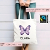 Schmetterling Lila Stofftasche Personalisiert und Namen. Für Schule und Kindergarten - Wäschebeutel Wechselwäsche Sport | Mädchen & Junge