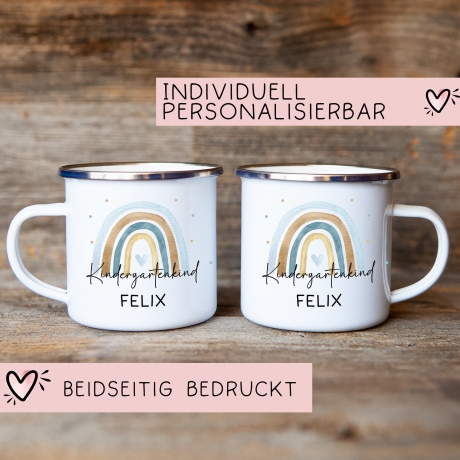 Kindergartenkind Geschenk zum Kindergartenstart Kindergartenkind Tasse Kita Start Tasse Kindergarten Personalisiert Emaille Tasse Becher