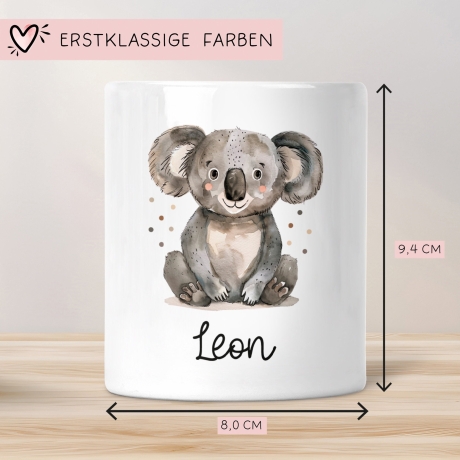 Personalisierte Kinder Spardose Koala Tier mit Namen optional mit Datum - Braun - Geschenk für Junge & Mädchen zum Geburtstag Weihnachten