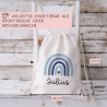 Rucksack Regenbogen Personalisiert aus Bio-Baumwolle | Mit Ihrem Wunschnamen |Perfekt als Turnbeutel für Schule und Kindergarten Einschulung