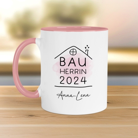 Bauherrin Tasse 2024 Name, Richtfest Geschenk, Becher Geschenke zum Richtfest, Geschenkideen zum Hausbau Einweihung Hausbauer - 330ml