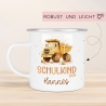 LKW Kipplaster Kindertasse Schulkind Name Emaille Tasse Kind Schulanfang personalisiert Kinder Geschenk Geburtstagsgeschenk