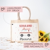 Krankenwagen Schulkind Tasche Wunschnamen 2024 | 100% Jute | RTW Rettungsfahrzeug | Geschenk Einschulung | Schultüte personalisiert | Schule