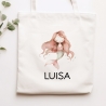 Einschulung Stofftasche Meerjungfrau Personalisiert  Kindergarten Wäschebeutel Kinder-Beutel mit Wunschnamen für Schule, Wechselwäsche