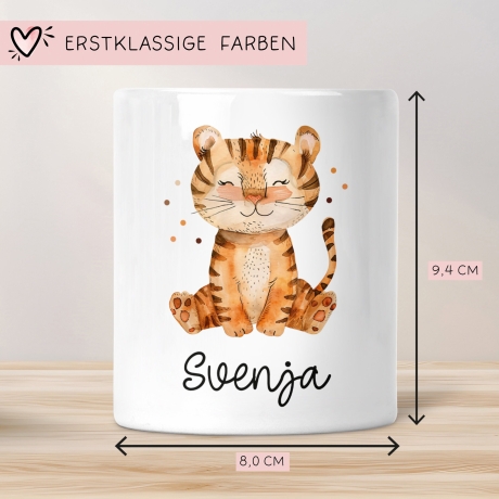 Personalisierte Kinder Spardose Tiger Tier mit Namen optional mit Datum - Gelb - Geschenk für Junge & Mädchen zum Geburtstag Weihnachten