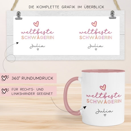 Weltbeste Schwägerin Tasse mit Namen - Personalisierte Schwägerin Tasse Kaffeetasse Geschenk Keramik  Geburtstagsgeschenk