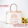 Schulkind 2024 Tasche, Regenbogen Rosa Mädchen, Geschenk Einschulung, Schultüte, personalisierte Jutetasche, Einschulungsgeschenk