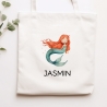 Meerjungfrau Stofftasche Personalisiert mit Wunschnamen Kinder-Beutel für Schule, Kindergarten,  Wäschebeutel, Sportbeutel, Wechselwäsche