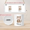 Personalisierte Kinder Spardose Katze Tier mit Namen optional mit Datum - Braun - Geschenk für Junge & Mädchen zum Geburtstag Weihnachten