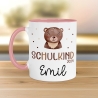 Schulkind 2024 Tasse, personalisierte Kindertasse mit Namen, Einschulungsgeschenk Bär