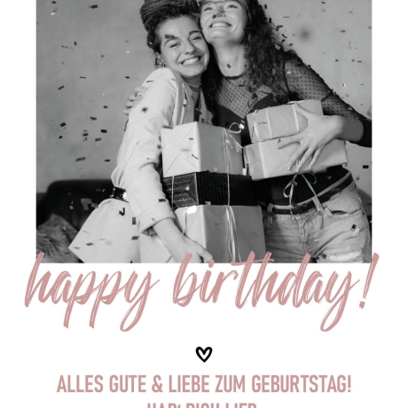Personalisiertes Weinetikett Happy Birthday mit Foto & Namen, Geburtstags-Flaschenetikett - Rosa, ideales Geburtstagsgeschenk