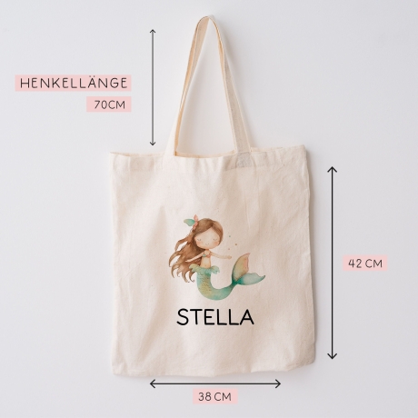 Sportbeutel Meerjungfrau Personalisiert | Nixe mit Wunschnamen Rucksack Schule, Kindergarten, KITA, Wäschebeutel, Turnbeutel, Wechselwäsche