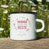 Personalisierter Emaille-Becher/Tasse zum Muttertag: Mama, du bist die Beste mit [Wunschname].Ein Geschenk für Geburtstag oder Dankeschön.