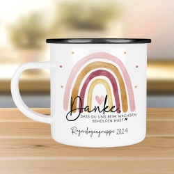 Danke das du uns beim Wachsen geholfen hast Emaille Tasse - Regenbogen Abschiedsgeschenk für Erzieherin Geschenk Abschiedsgeschenk Lehrerin