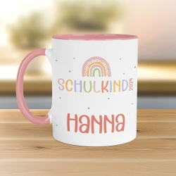 Schulkind 2024 Regenbogen Kindertasse Name Kakao Tasse Kind Kindergeschirr personalisiert Kinder Geschenk Geburtstagsgeschenk