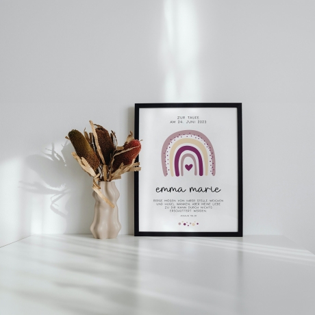 Taufgeschenk Taufe Poster personalisiert Patenkind Regenbogen Mädchen Urkunde Geschenke Taufpate Patengeschenk Patenonkel Patentante Spruch