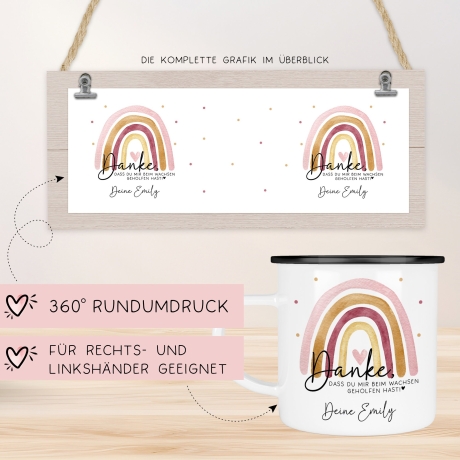 Danke das du mir beim Wachsen geholfen hast Emaille Becher Tasse - Abschiedsgeschenk für Erzieherin Geschenk Abschiedsgeschenk Lehrerin