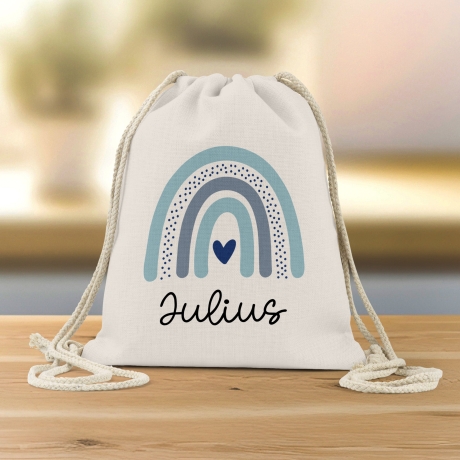 Kinder-Beutel mit Namen personalisiert Personalisierter Turnbeutel | Regenbogen-Design.Rucksack für als Sportbeutel für Schule, Kindergarten