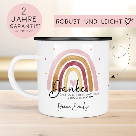 Danke das du mir beim Wachsen geholfen hast Emaille Becher Tasse - Abschiedsgeschenk für Erzieherin Geschenk Abschiedsgeschenk Lehrerin
