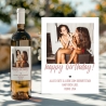 Personalisiertes Weinetikett Happy Birthday, Geburtstags-Flaschenetikett mit Foto & Namen,  ideales Geschenk mit Foto - rosa