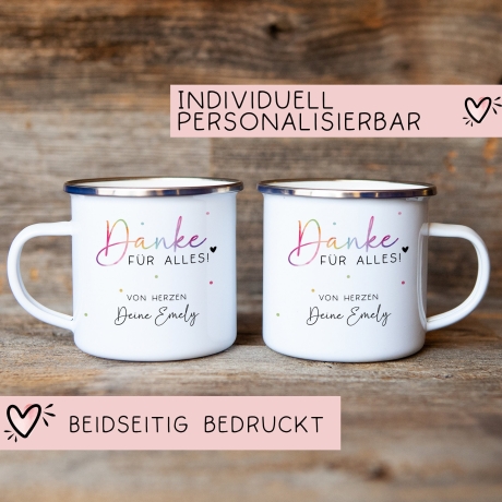Abschiedsgeschenk Erzieherin Geschenk Abschiedsgeschenk Lehrerin Dankeschön Geschenk Tasse - Danke für alles - Emaille Tasse Becher