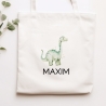Kinder-Beutel Stoffbeutel Dinosaurier Dino Wunschname Stofftasche Brontosaurus Tasche personalisiert als Sporttasche, Wechselwäsche & Schule