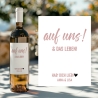 Weinetikett mit Namen, auf uns und das Leben, Wunschname Etikett, Geburtstagsgeschenk für Weinliebhaber - Rosa