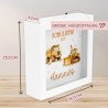 Schulkind 2024 LKW & Kipper Spardose mit Wunschname Fee Name Kind personalisiert Kinder Geburtstagsgeschenk Einschulung mit Wunschtext
