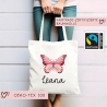 Stofftasche Schmetterling Rosa Personalisiert und Namen. Für Kindergarten und Schule - Wäschebeutel Wechselwäsche KITA | Mädchen & Junge
