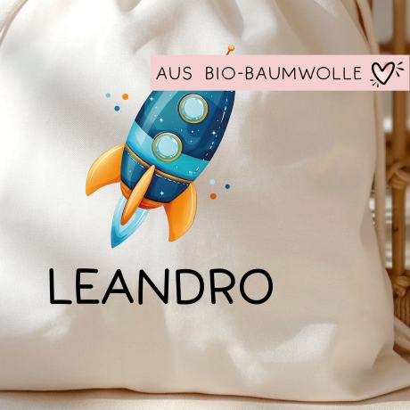 Rakete Stoffbeutel Turnbeutel Rucksack Sportbeutel Gymsack Kindergartentasche Schule Kindergarten Weltraum - Weihnachten oder Geburtstag