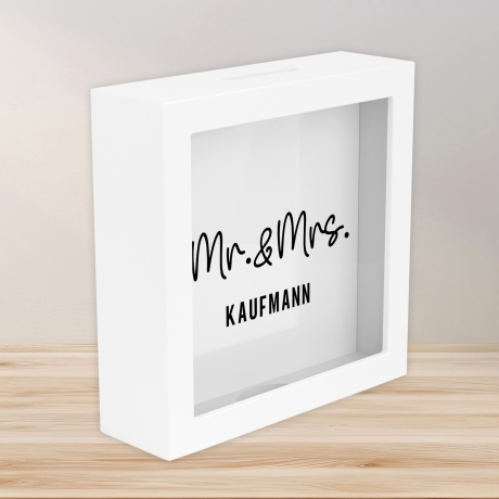 Mr und Mrs. Spardose Hochzeit personalisiert Datum & Name Brautpaar Bräutigam Braut Geldgeschenk Sparschwein Hochzeitsgeschenk Geld