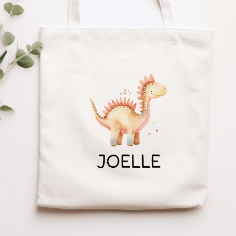 Kinder-Beutel Stoffbeutel Dinosaurier Dino Wunschname Stofftasche Tasche personalisiert als Sporttasche, Wechselwäsche, Schule, Kindergarten