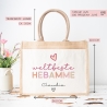 Weltbeste Hebamme Tasche Stoffbeutel - mit Wunschname - Einkaufstasche - Geschenkidee für Geburtsbegleiterin zum Geburtstag - Personalisiert