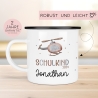 Schulanfang Kindertasse Schulkind mit Hubschrauber-Motiv - personalisierte Emaille-Tasse mit Namen - ideales Kindergeschirr