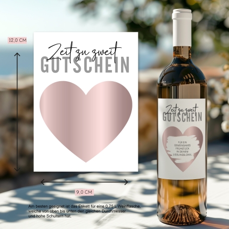 Rubbellos | Zeit zu zweit Gutschein | Personalisiertes Weinflaschen-Etikett | Weinetikett Weihnachten Geburtstag Valentinstag Geschenk