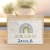 Schulkind 2024 Tasche , Regenbogen Blau Schultasche, Geschenk Einschulung, Schultüte, personalisierte Jutetasche, Einschulungsgeschenk Jungs