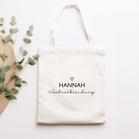 Wechselkleidung Beutel Kita mit Namen - Wechselwäsche - Tasche - Stoffbeutel - Personalisiert Name Tragetasche Henkeltasche Einkaufen