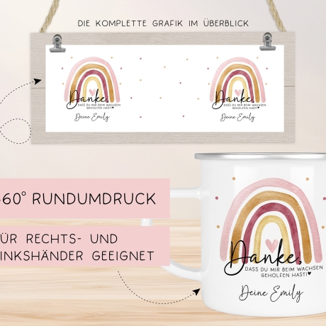 Danke das du mir beim Wachsen geholfen hast Emaille Becher Tasse - Abschiedsgeschenk für Erzieherin Geschenk Abschiedsgeschenk Lehrerin