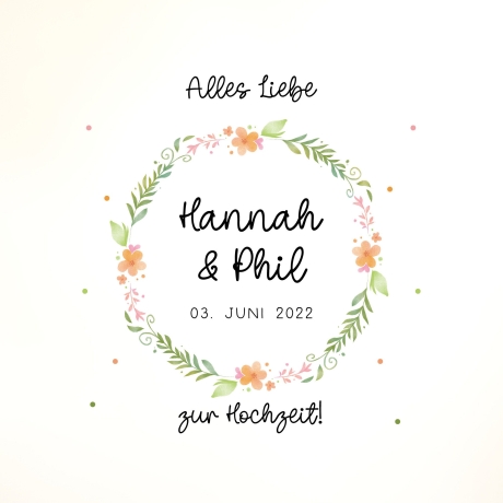Hochzeit Spardose personalisiert Datum & Name Brautpaar Bräutigam Braut Geldgeschenk Sparschwein Hochzeitsgeschenk Geld - Holz Blumenkranz