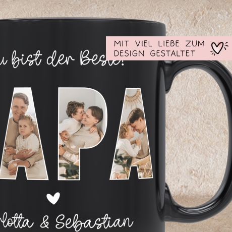 Personalisierte Foto Tasse Papa personalisiert zum Vatertag Weihnachten - Fototasse mit eigenen Bildern selbst gestalten - Geschenk - 325ml