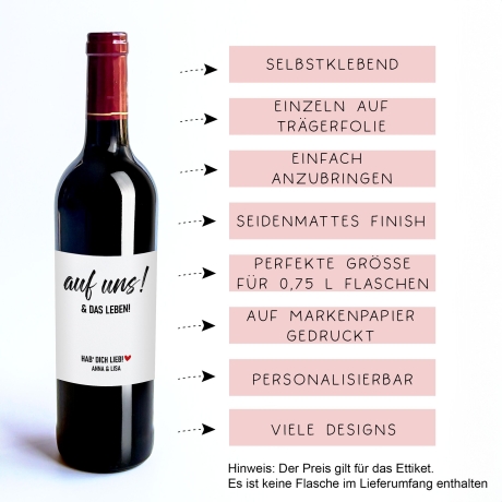 Weinetikett mit Namen, personalisiert für Geburtstag, Geschenk für Freundin, Weinliebhaber Geschenk - Schwarz