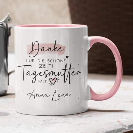 Personalisierte Tasse Danke für die Schöne Zeit Tagesmutter mit Herz - Geschenk zum Abschied, Kindergarten, KIGA, KITA, Erzieherin
